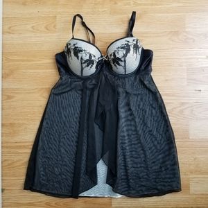 La Vie en Rose lace babydoll lingerie adjustable M